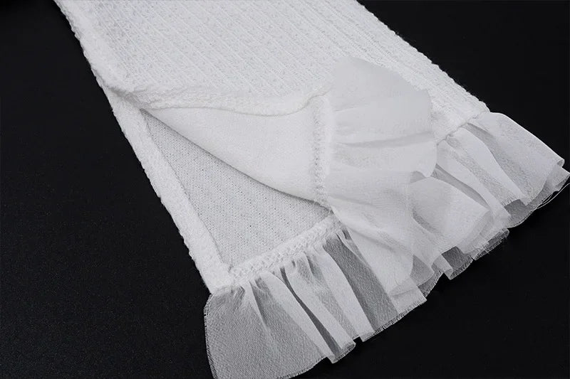 Fashion Y2K Ruffle Tiered Mini Skirts Co-ord Sets Elegant Outfits Tie Front Tops and Skirt 2 Piece Matching Sets Skirt Sets