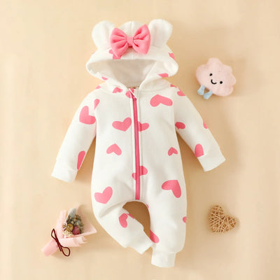 Prowow Cartoon Fox Baby Winter Clothes Romper Jumpsuit For Newborns Zipper Cute Ears Hooded Thicken Infant Overalls For Children