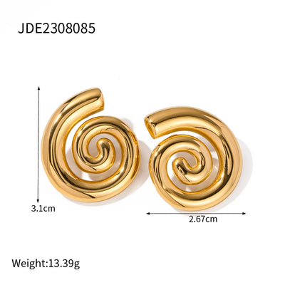 Youthway Stainless Steel Glossy Spiral Hollow Hoop Earrings 18K Gold Plated Exquisite Women's Accessories Jewelry Gift