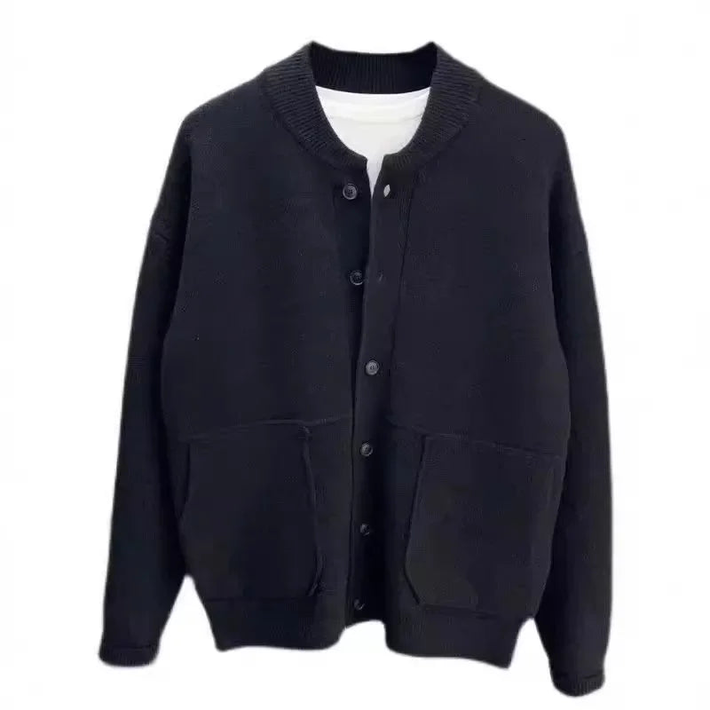 Autumn Winter New Style Men's Knitted Cardigan Sweater Casual Pure Color Lazy Fashion Youth Versatile Knitwear Coat