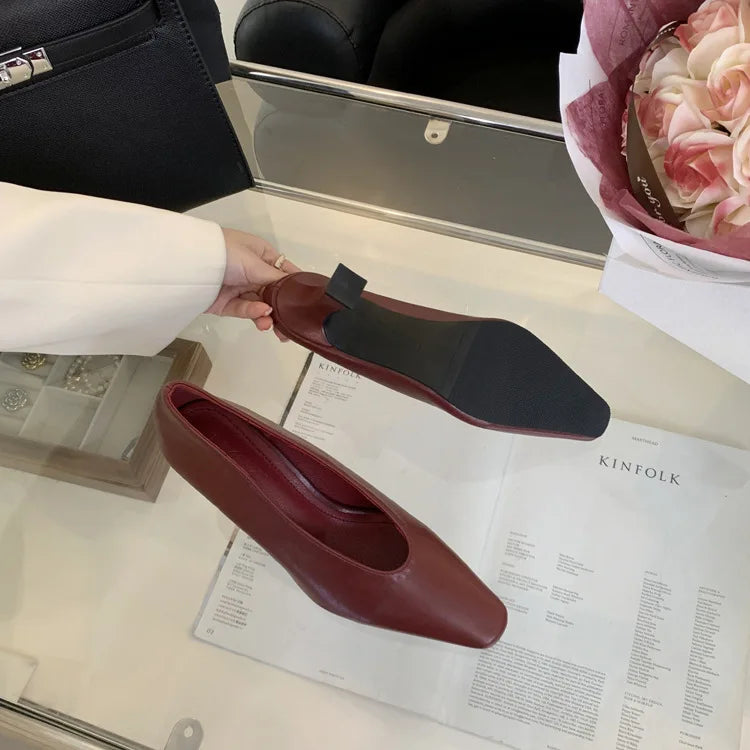 Elegant Woman High Heel Shoes Square Toe Pumps Female Office Shoe Shallow Designer Shoes Spring Autumn Brand Retro Witch Shoes