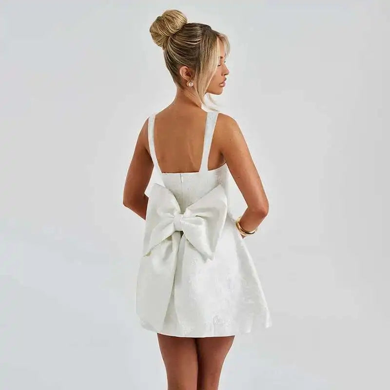 Townlike Jacquard Waist Wrap A-line Dress Women Spaghetti Strap 2025 Spring Summer Dress Bow Nightclub Sexy Party Dresses