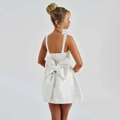 Townlike Jacquard Waist Wrap A-line Dress Women Spaghetti Strap 2025 Spring Summer Dress Bow Nightclub Sexy Party Dresses