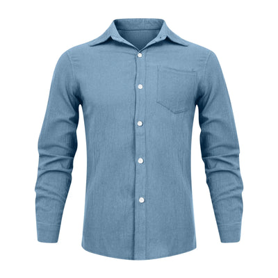 Loose Shirts Men'S Lightweight Long Sleeved Shirt Spring Summer Men'S Casual Cotton Linen Solid Color Long Sleeve Shirts