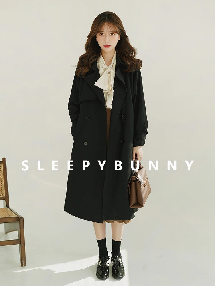 Women Spring Fall Short Trench Coat Korean Style Loose Fit Casual Khaki Jacket Petite-Friendly Versatile and Stylish Outerwear