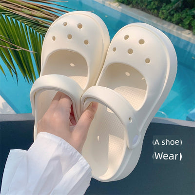 Thin Strip Sweet Rhinestone Mary Jane Sandals Fairy Style Fashion Summer Outwear Holiday Sandals Hole Shoes