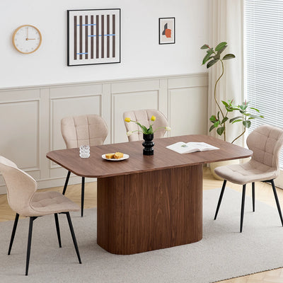 Nordic Solid Wood Dining Table, Corrugated Base Home Dining Table, Simple Kitchen / Dining Table, for 4 - 6 People