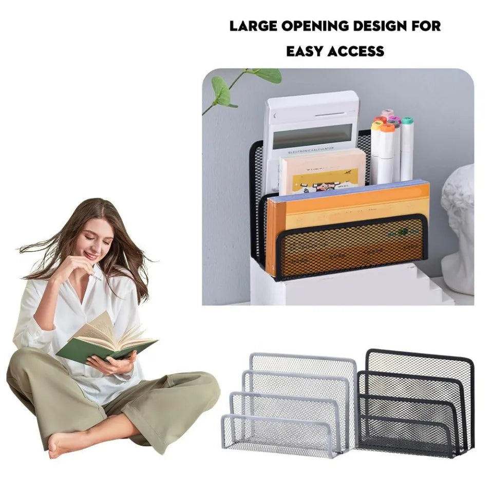 3-layer Papers Trays Notebook Stand Rack Desk Black Metal Iron Mesh Holder for Magazine Document File Book Rack Organizer Office