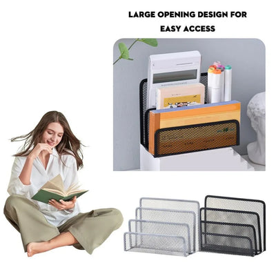 3-layer Papers Trays Notebook Stand Rack Desk Black Metal Iron Mesh Holder for Magazine Document File Book Rack Organizer Office