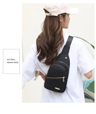 Women Chest Bag Simple Ladies Crossbody Bag Small Sling Backpack Fashion Large Capacity Waterproof Sling Bag with Headphone Jack
