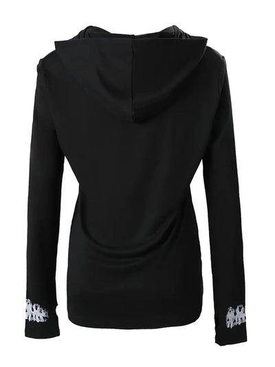 Women s Long Sleeve Halloween Skull Print Hooded Hoodies Shirts Spring Fall Casual Tops Streetwear Fashion Pullover Sweatshirt