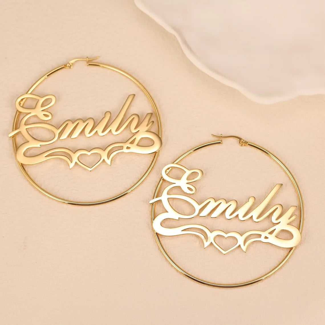 Custom Heart Name Hoop Earrings For Women Girl Jewelry Personalized Stainless Steel 70MM Nameplate Earrings Best Friends Gifts