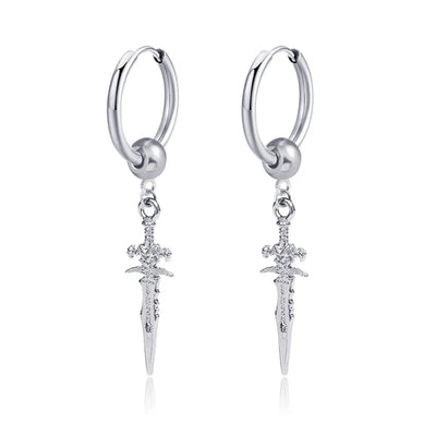 New Punk Stainless Steel Chain Hoop Earrings For Women Men 2023 Trendy Goth Pop Hip Hop Pendants Ear Jewelry Accessories Earring