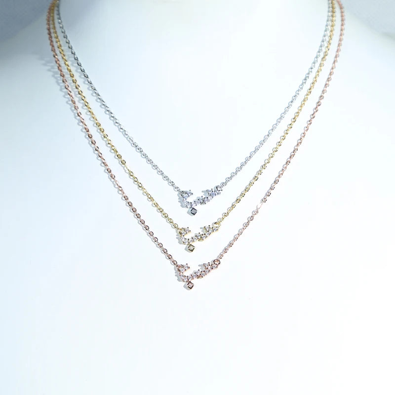 3 Colors Gold Plated 5A Cubic Zirconia Iced Out Bling Arabic Lover Letter Necklace 2023 Valentine's Day Gift For Girlfriend