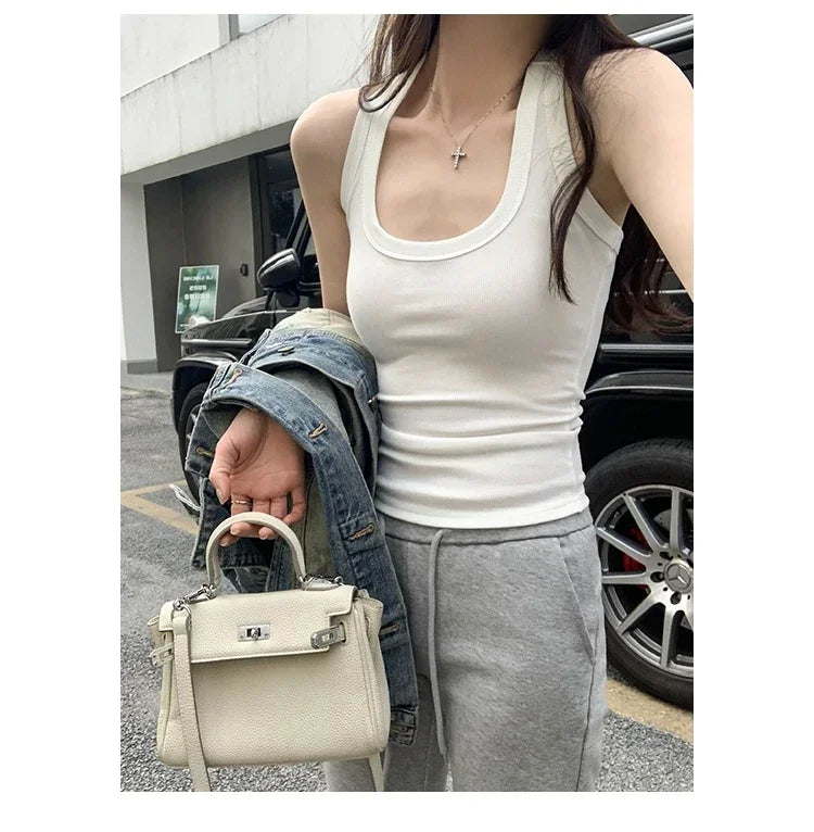 Summer Korean Style Woman Clothing Sleeveless T Shirt For Women Y2K Tshirts O Neck Casual Slim Tops Basic Solid Tees  Mujer 2025