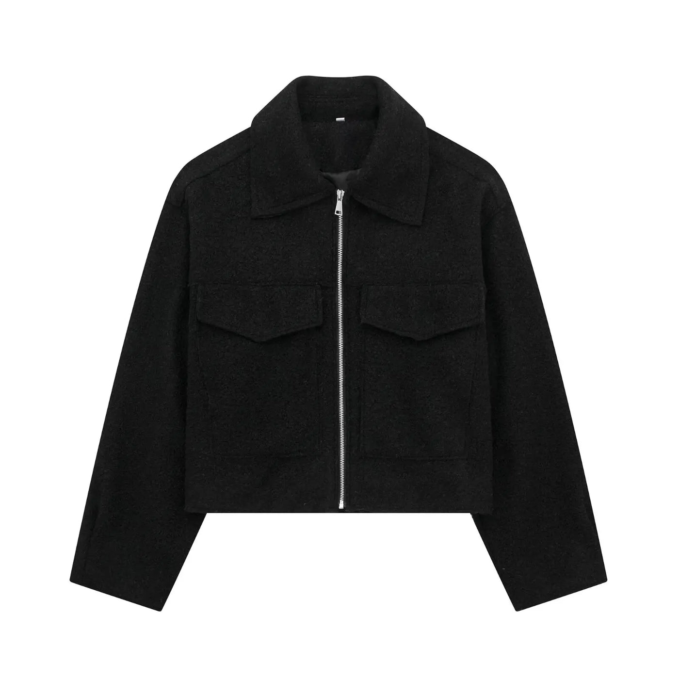 TRAFZA Women Vintage Casual Chic Solid Jackets Turn-down Collar Pockets Zipper Long Sleeve Coats Female Fashion 2024 Spring Coat