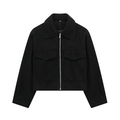 TRAFZA Women Vintage Casual Chic Solid Jackets Turn-down Collar Pockets Zipper Long Sleeve Coats Female Fashion 2024 Spring Coat