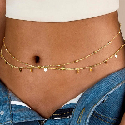 Loe| New Trendy Waist Belly Chain for Women Summer Beach Sexy Simple Body Chain Vacation Jewelry Accessories Punk