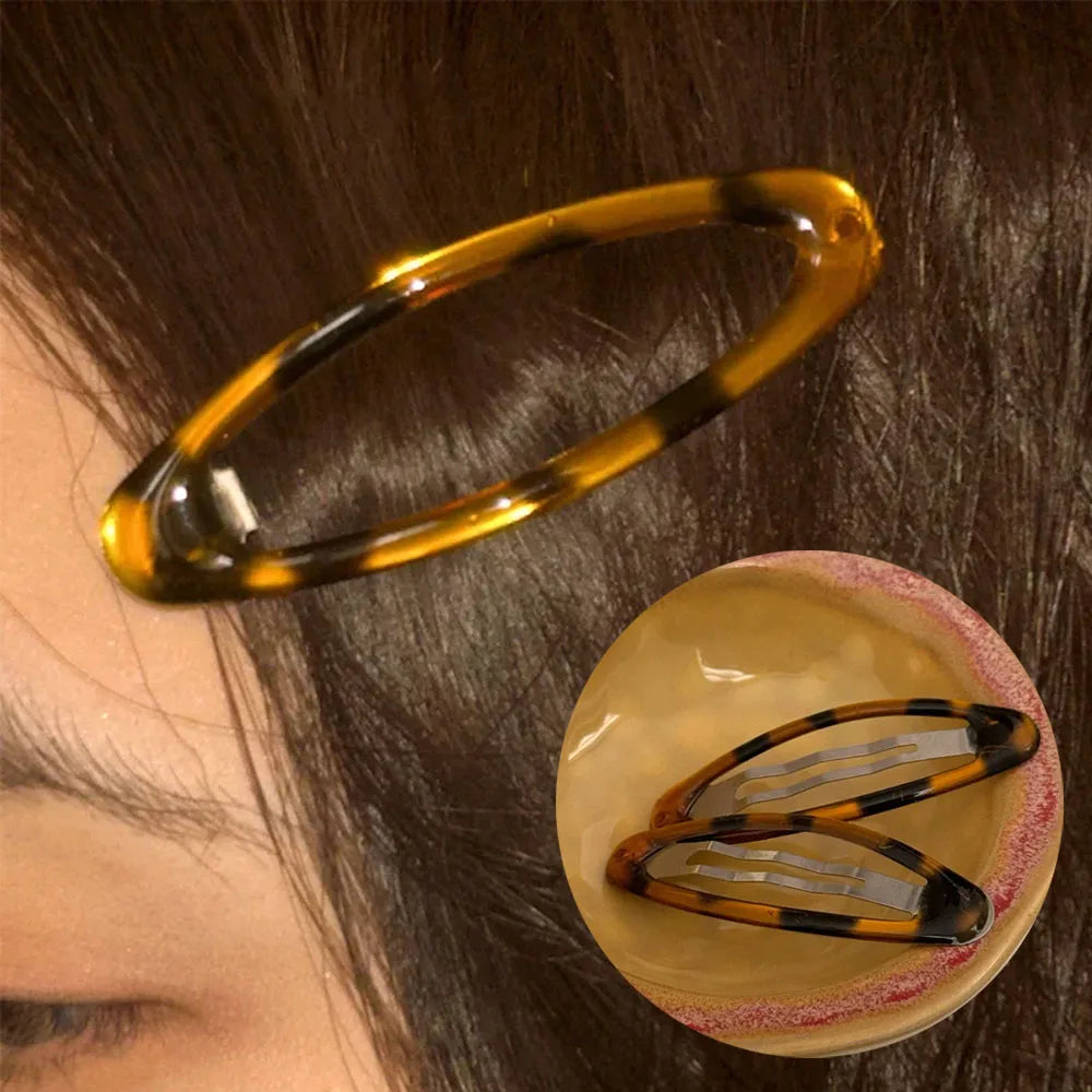2/4/8Pcs Vintage Leopard Hair Clips Y2K Cute Korean Charm BB Hair Clip Print Glue Oval Hair Clips Student Woman Hair Accessories