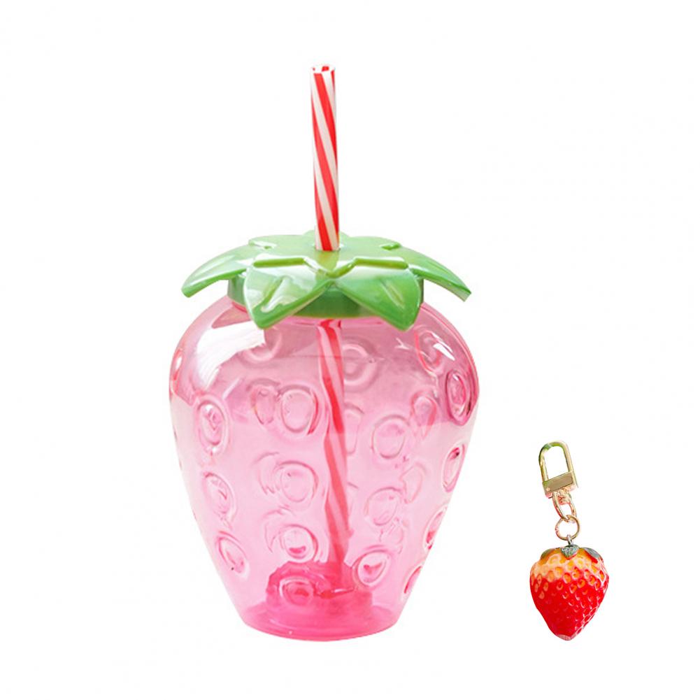 1Set Practical Juice Drinking Cup Lightweight Leak Proof Water Bottle 500ML Capacity PP Strawberry Straw Cup Kitchen Accessories