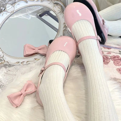 2025 Lolita Style Sweet Girls Princess Leather Shoes Elegant Bowknot Kids Ballet Shoes  Children Fashion Dresses Flat Shoes Soft