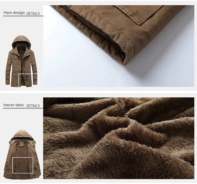 Men's Casual Cotton-padded Jacket Warm Waterproof Crisp High-quality Fabric Comfortable Skin Breathable Wear Resistant Coats