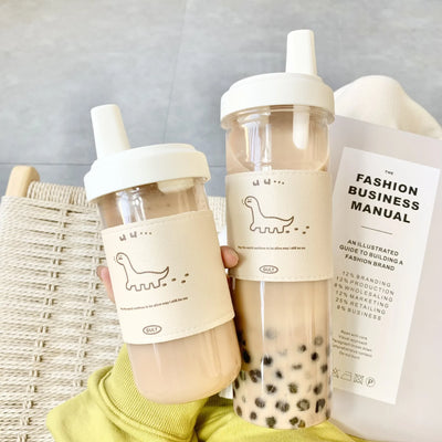 500ml 850ml Large Capacity Cartoon Bear Water Bottle Plastic Drinking Cups Juice Milk Tea Coffee Straw Cups for Students