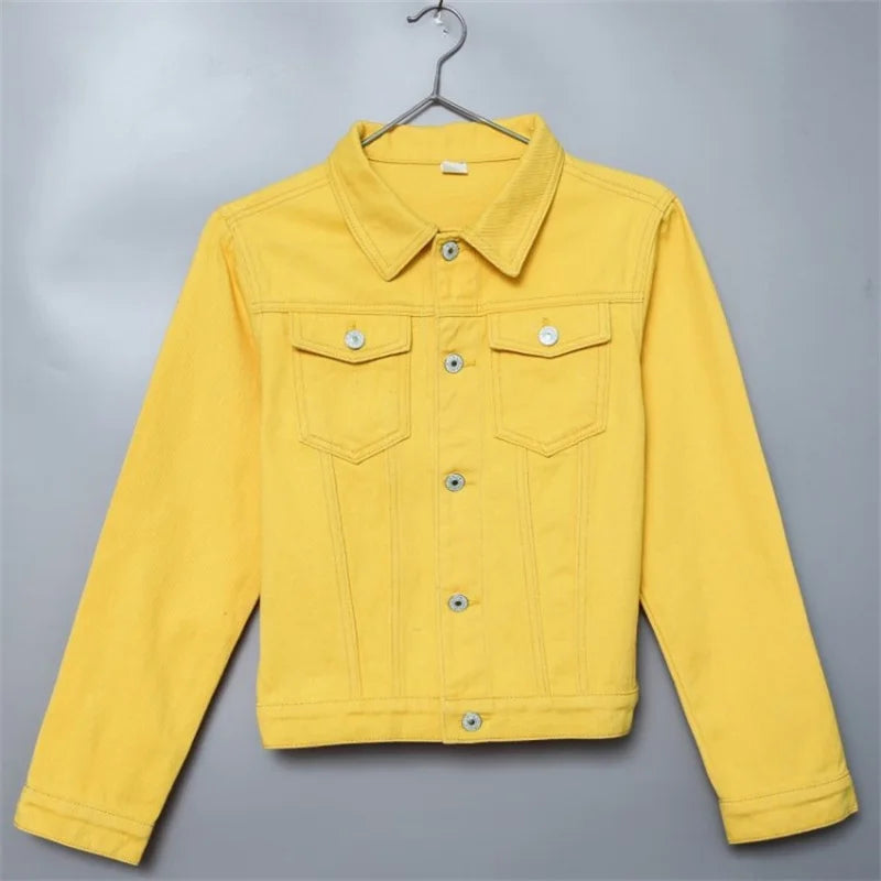 Spring Autumn Women Short Denim Jacket Candy 8 Colors Streetwear Chic Jean Coat Lady Slim Small Outerwear Female casual Tops