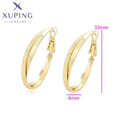 Xuping Jewelry New Arrival Trendy Fashion Серьги Light Gold Color Hoop Earrings for Women Girl Party Gift X001019741