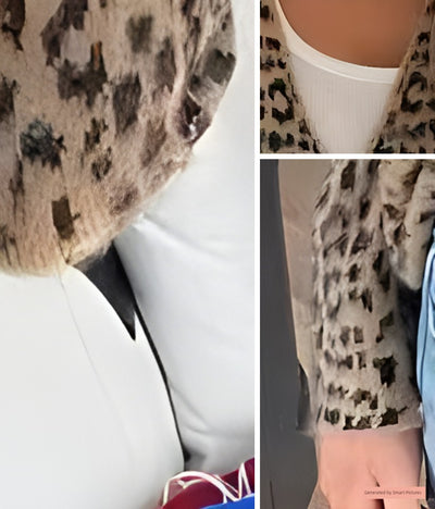 Y2g Fashion Soft Knitting V Neck Cardigan Leopard-Print Sweater