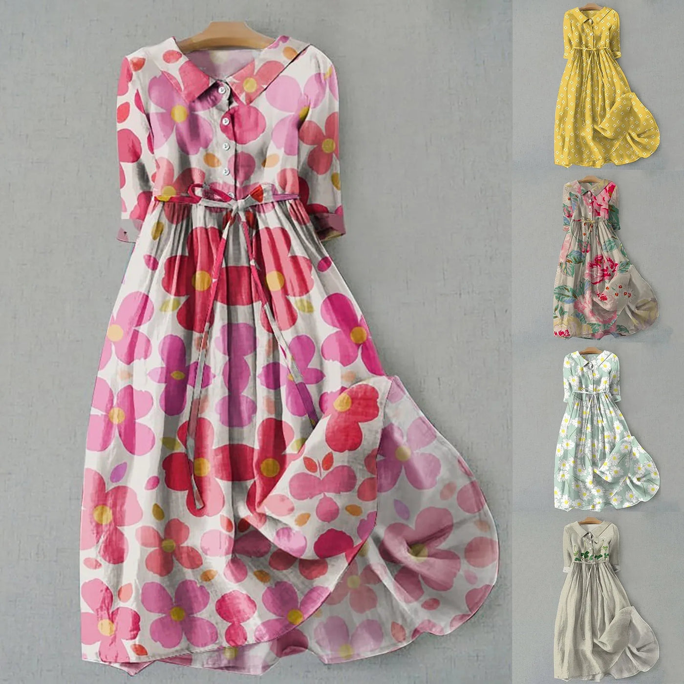 Women Korean Style Dresses Lace Up High Waist Shirt Midi Dress Summer Half Sleeve Trendy A Line Dress Streetwear Y2k Clothing