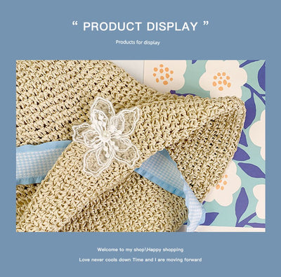 Korean Style Small Flower Women's Seaside Beach Bow Straw Hat