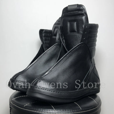 Women Men High Top Shoes Lace Up Zipper Casual Leather Sneakers Luxury Trainers Autumn Black Designer Shoes