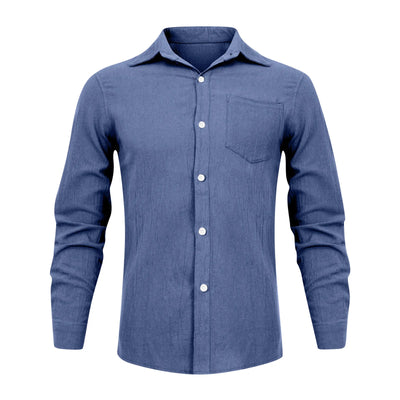 Loose Shirts Men'S Lightweight Long Sleeved Shirt Spring Summer Men'S Casual Cotton Linen Solid Color Long Sleeve Shirts