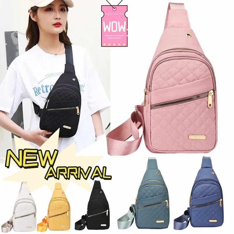Women Chest Bag Simple Ladies Crossbody Bag Small Sling Backpack Fashion Large Capacity Waterproof Sling Bag with Headphone Jack