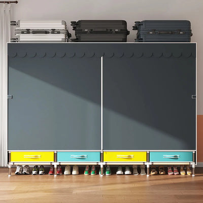 Large Fabric Wardrobe Portable Closet Organizer Multi-layer Dustproof Storage Cabinet for Rental Room or Bedroom