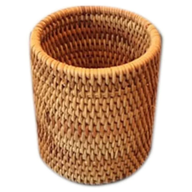 Handmade Pen Holder Hand Woven Wood Vine Rattan Stationery Container Storage Box Organizer Office School Desk Accessories Decor