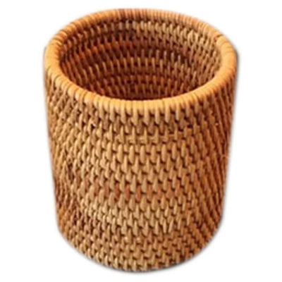 Handmade Pen Holder Hand Woven Wood Vine Rattan Stationery Container Storage Box Organizer Office School Desk Accessories Decor