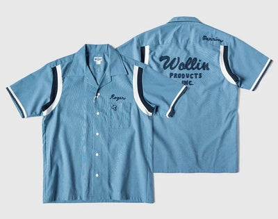 Non Stock Retro Bowling Shirt For Men Embroidery Rockabilly Hawaiian Beach Camp Shirt