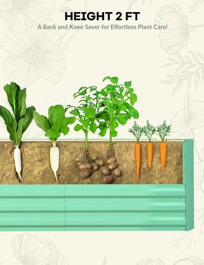 6x3x2 8x4x2ft Galvanized Raised Garden Bed Deep Root Planter Box for Vegetables Flowers Herbs-Large Metal Raised Garden Bed Kit