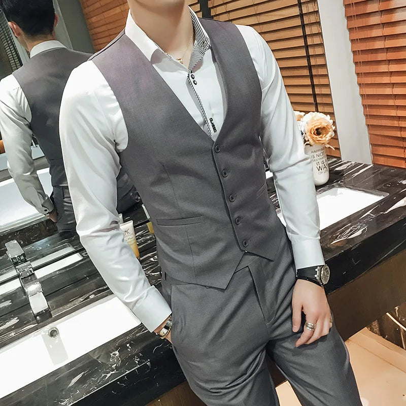 M-5XL Plus Size Men's Slim Fit Mens Suit Vest Casual Suit Vest Man Formal Businss Vests Male Waistcoat Gilet Homme XXXXXL