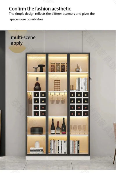 Glass Cellar Wine Cabinets Rack Showcase Storage Wall Wine Cabinet Living Room Fridge Vitrinas De Vidrio Indoor Bar Furniture