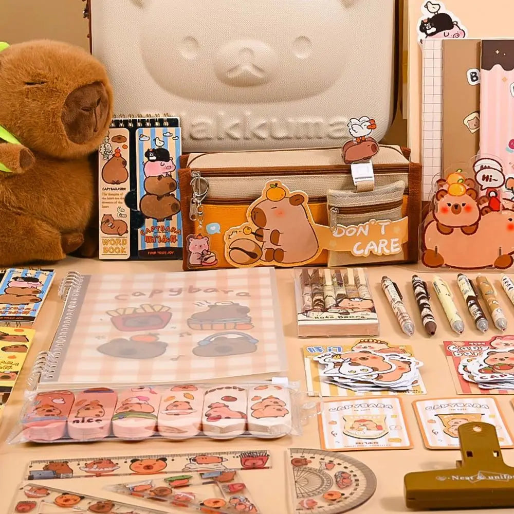 Large Capacity Gift Box Capybara Stationery Set Pencil Case Abundant Back-to-school Gift Kit Cute School Supplies for Students