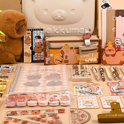 Large Capacity Gift Box Capybara Stationery Set Pencil Case Abundant Back-to-school Gift Kit Cute School Supplies for Students