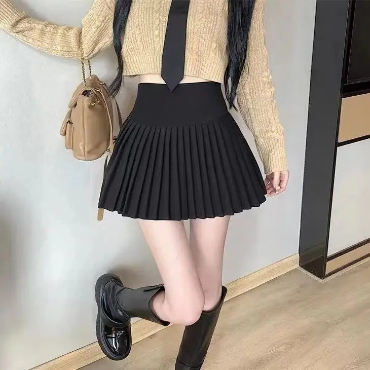 Women's High Waist Pleated Mini Skirt Summer A-Line White Anti Slip Design Skirt for Petite Figure Flattering Y2k Kawaii Skirts