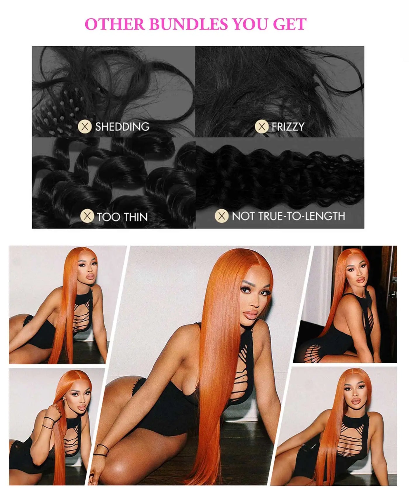 350 Ginger Orange 13x4 HD Lace Front Human Hair Wigs Brazilian Bone Straight Transparent Lace Frontal Wig Human Hair