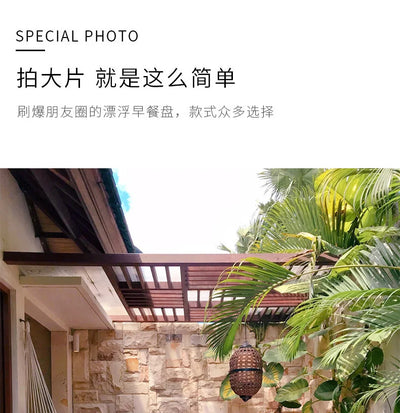 Net red floating tray round rattan woven heart-shaped basket Homestay Hotel Villa swimming pool dinner plate