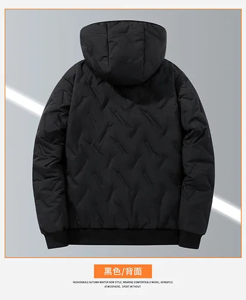 2024 Winter Fashion Sports Plus Fleece Thick Warm Jacket Men's Casual Loose Comfortable Plus Size Hooded Cotton-Padded Jacket
