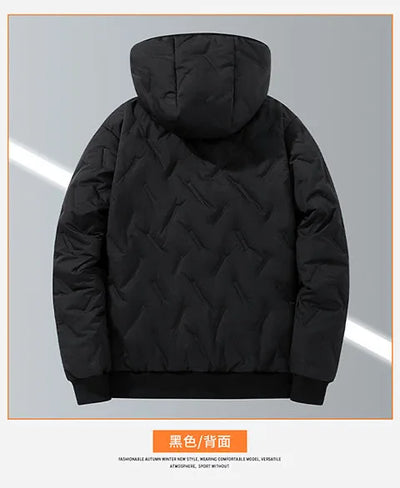 2024 Winter Fashion Sports Plus Fleece Thick Warm Jacket Men's Casual Loose Comfortable Plus Size Hooded Cotton-Padded Jacket