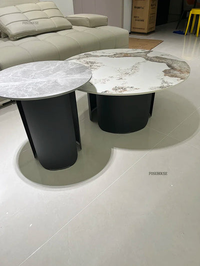 Light Luxury Italian Coffee Tables for Living Room Small Round Rock Slab Designer Table Minimalist Smooth Side Table for Office